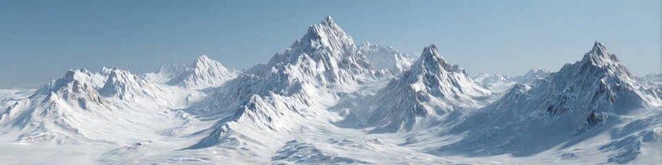 Snowy mountain range panorama