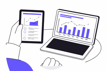 Obraz premium laptop and graphs