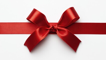 Red satin ribbon bow on white background (4)