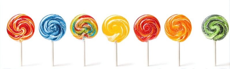 Colorful swirl lollipops on white background (2)