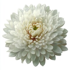 Detailed close-up of a single, elegant, light cream-colored chrysanthemum