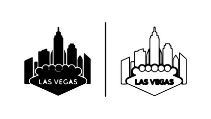Las Vegas skyline silhouette iconic sign graphic design.