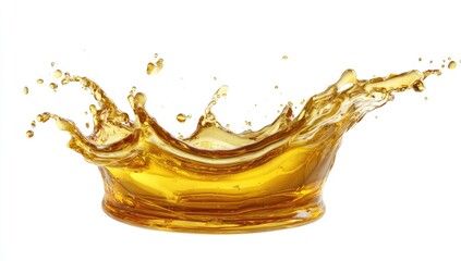 Golden liquid splash against white background