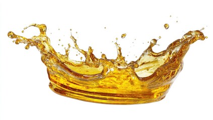 Golden liquid splash against white