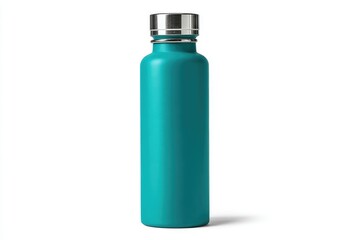 Teal insulated water bottle with metallic top