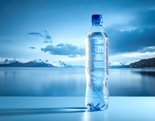 Water bottle on a lake