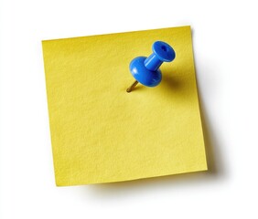 Yellow sticky note with blue thumbtack