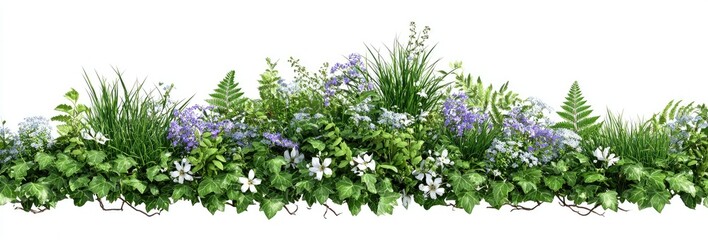 Lush border of greenery and wildflowers