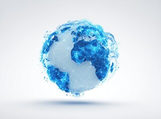 Abstract, digital globe,  blue,  polygonal,  connected