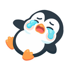 Illustration of Crying Penguin Cartoon Character