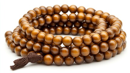 Obraz premium Spiral of brown wooden prayer beads