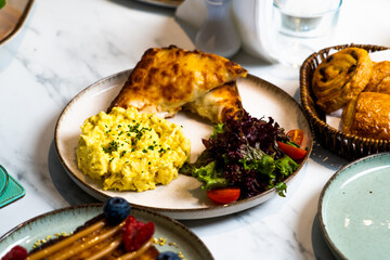 Gourmet Breakfast with Croissants, Scrambled Eggs, Salad, and Fresh Juice – Morocco October 2025