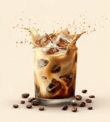 Iced coffee drink splashing
