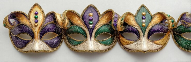 Row of ornate carnival masks