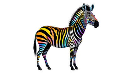 Fototapeta premium Vector cartoon illustration of a wild zebra head portrait with black and white stripes, a mammal of the horse family, isolated on a white background