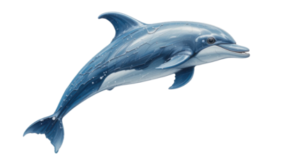 Swimming blue dolphin mammal vector illustration isolated on white background