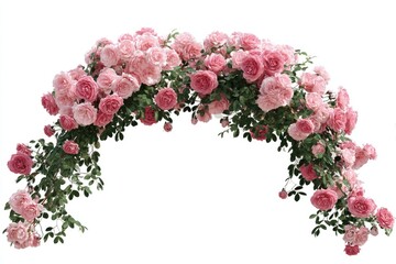 Delicate arch of pink roses cascading down
