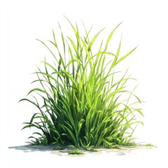 Lush green grass tuft, digitally rendered