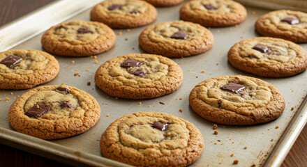 Freshly Baked Cookies Cooling on Baking Sheet. National Homemade Cookies Day