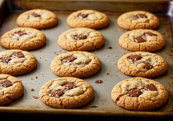 Freshly Baked Cookies Cooling on Baking Sheet. National Homemade Cookies Day