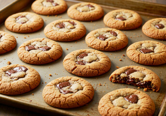 Freshly Baked Cookies Cooling on Baking Sheet. National Homemade Cookies Day