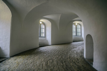 Interior of the Round Tower in Copenhagen city, Denmark.