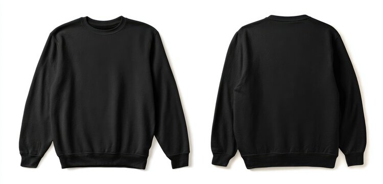 Blank black sweatshirt, front and back view (1)