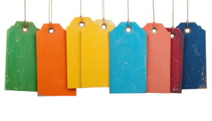 Colorful wooden tags vector illustration set for business sale price blank label design