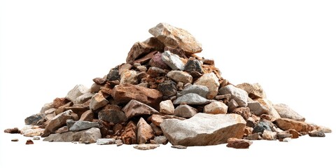 A large pile of assorted rocks and debris