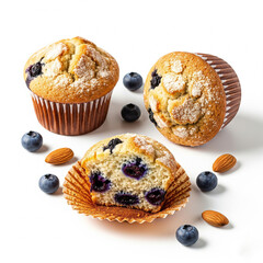 Vegan Blueberry Muffins with Almond Flour, Bakery Pastry Illustration

