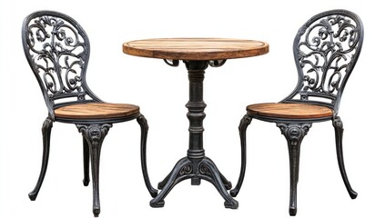 Cast iron bistro set with wooden top
