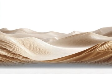 Beige desert dunes, smooth texture, against white background