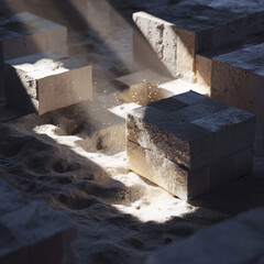 construction site with concrete blocks