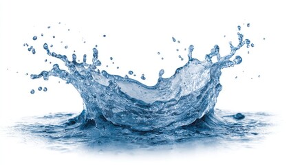 A vibrant water splash against a white background