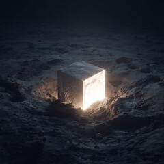 3d render of a cube with water splash
