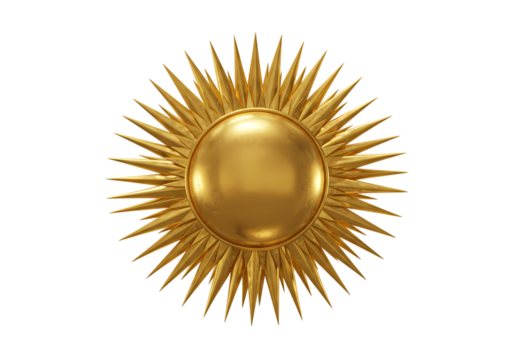 Golden Sunburst Emblem: 3D Rendered Luxury Design Element