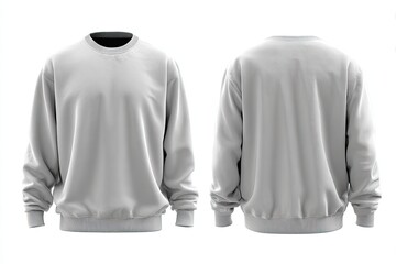 Blank light gray sweatshirt, front and back views
