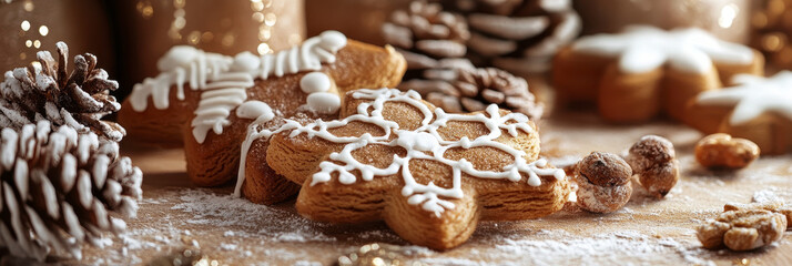 Festive Gingerbread Cookies and Natural Christmas Decorations For Holidays