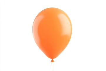 Single, vibrant orange balloon, smooth surface, against a plain white background