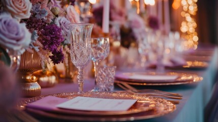 Elegant Wedding Table Setting Details.
