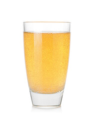 Tasty cider in glass isolated on white