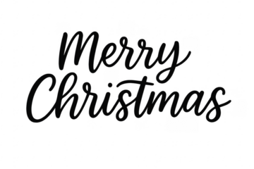 Elegant black merry christmas lettering on transparent background