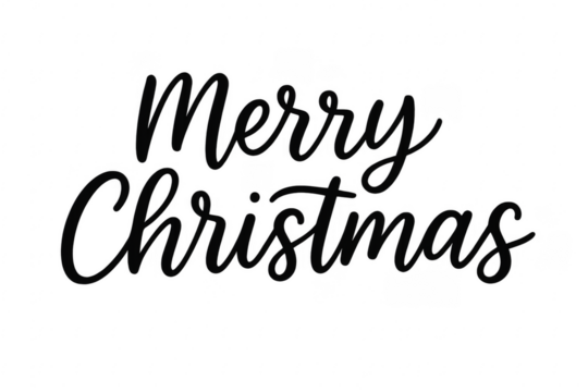 Elegant black merry christmas lettering on transparent background