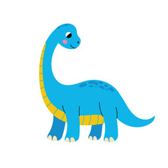 Cute dinosaur. Brontosaurus. Sauropod prehistoric reptile, giant animal. Illustration isolated on white background.
