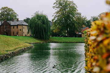 The King's Garden in central Copenhagen city on rainy day.
