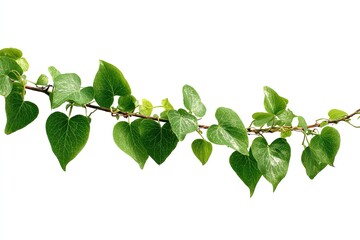 Green vine with heart-shaped leaves, isolated