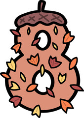 Retro Groovy Autumn Acorn Number 8