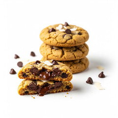 Vegan Chocolate Chip Cookies with Coconut Oil, Bakery Dessert Illustration

