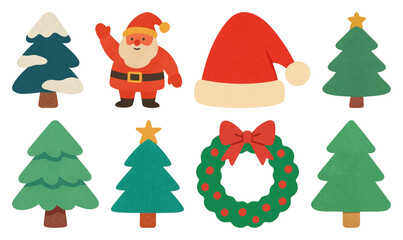 Fototapeta premium PNG Festive Christmas icons collection, element set on transparent background