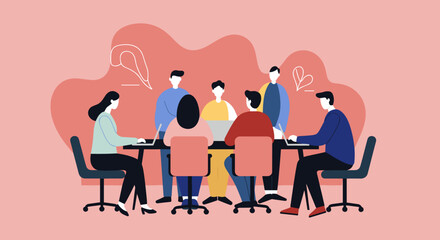 Diverse team of professionals collaborating in a modern office meeting room, discussing business strategies and data analysis for growth and success.